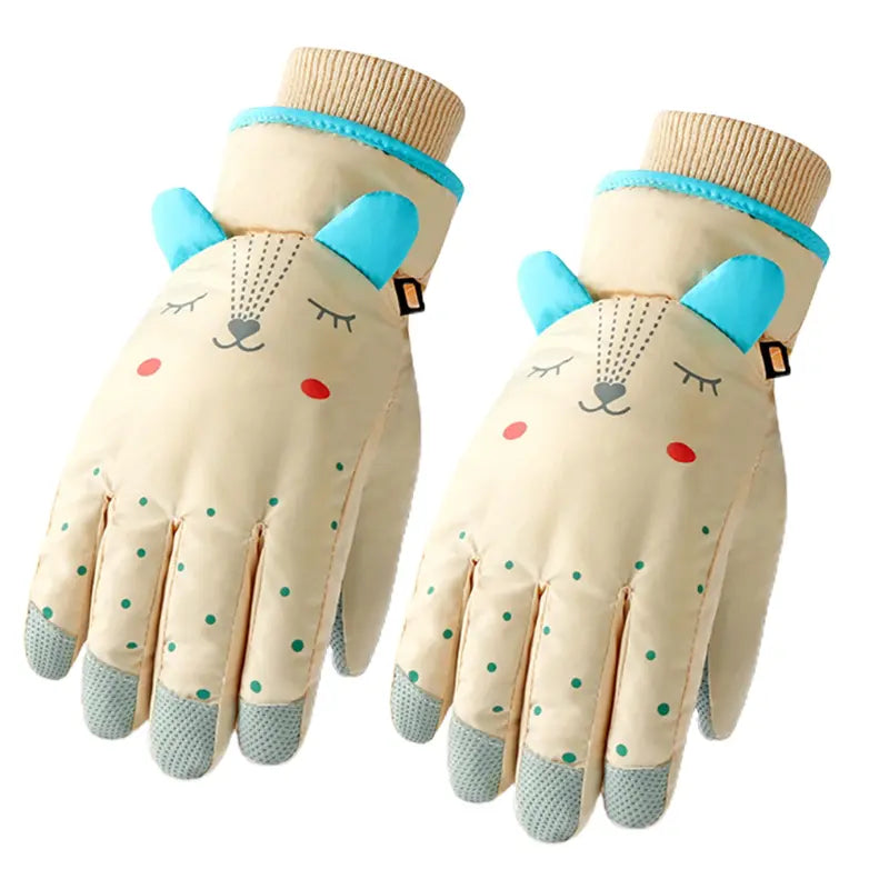 Gants de ski enfants en peluche ours