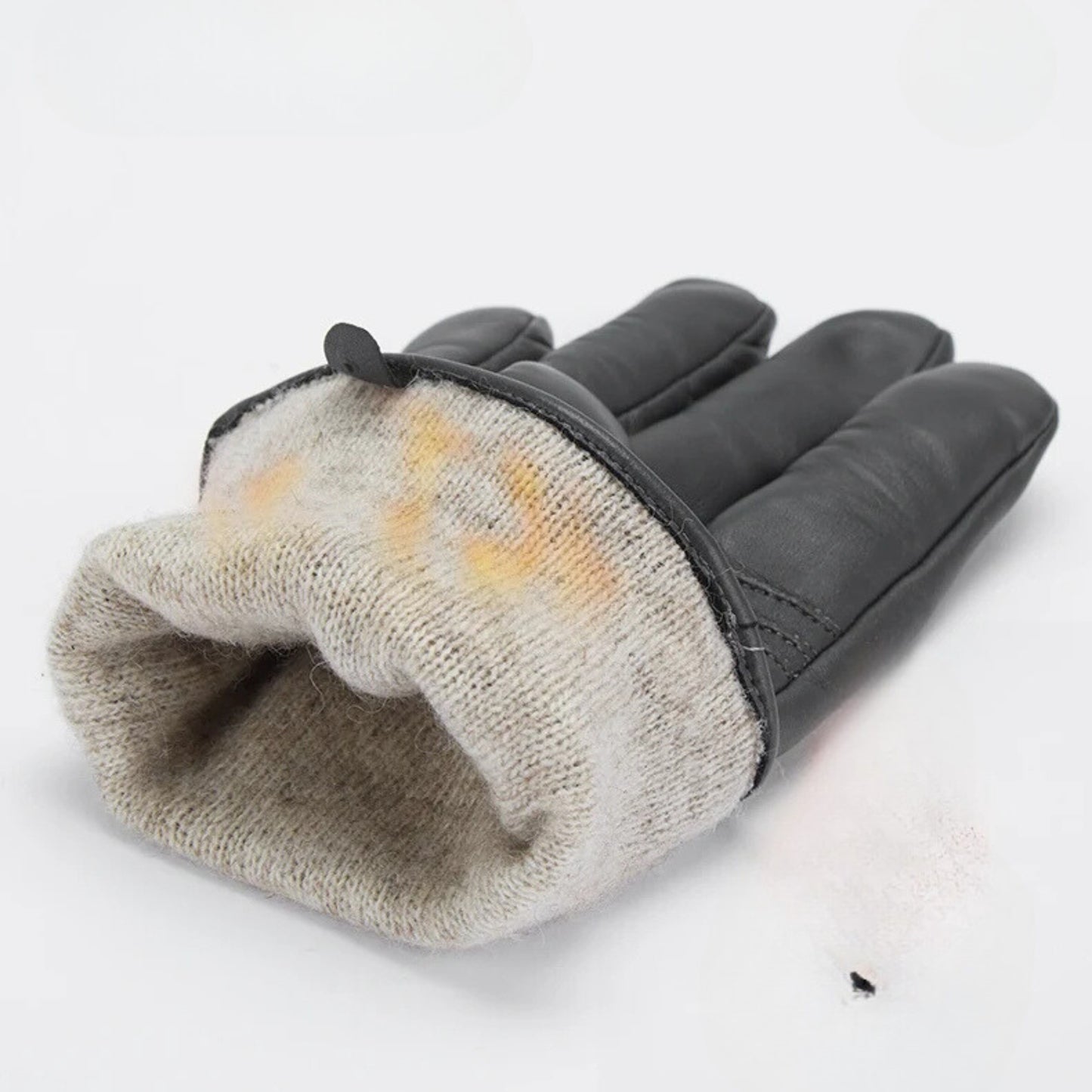 Men's warm leather gloves with lining