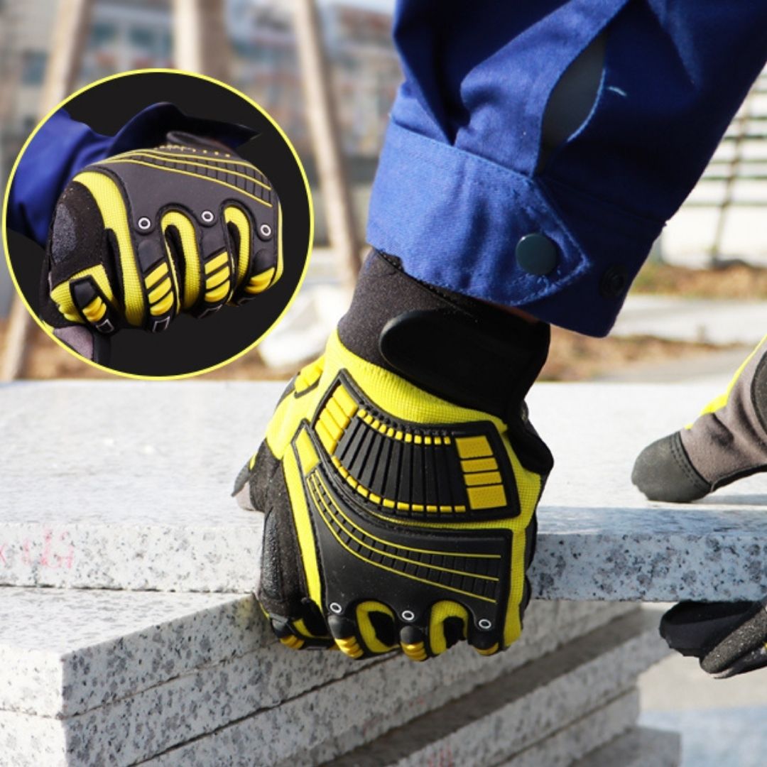 Gants de chantier jaunes anti-chocs pour hommes