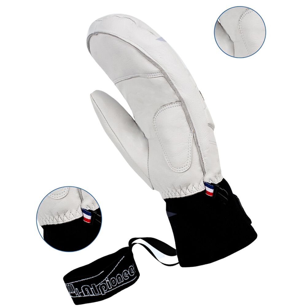 Gants de ski homme moufles thermiques en cuir
