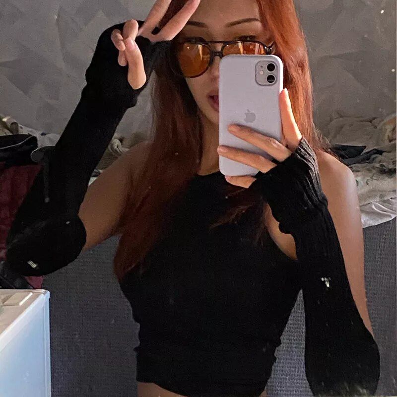 Gants longs femme sans doigts à la mode