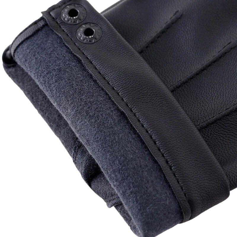Guantes sin dedos de piel sintética negros para hombre