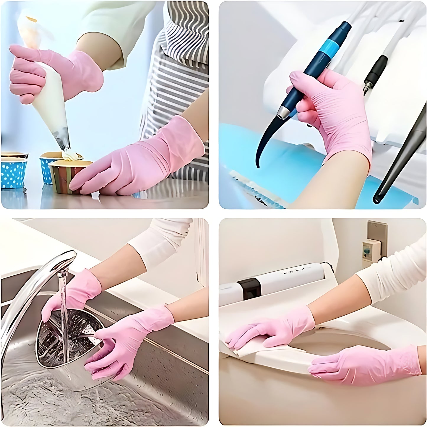 Guantes de cocina de nitrilo impermeables de color rosa