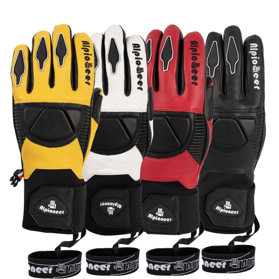 Men's thermal leather ski gloves