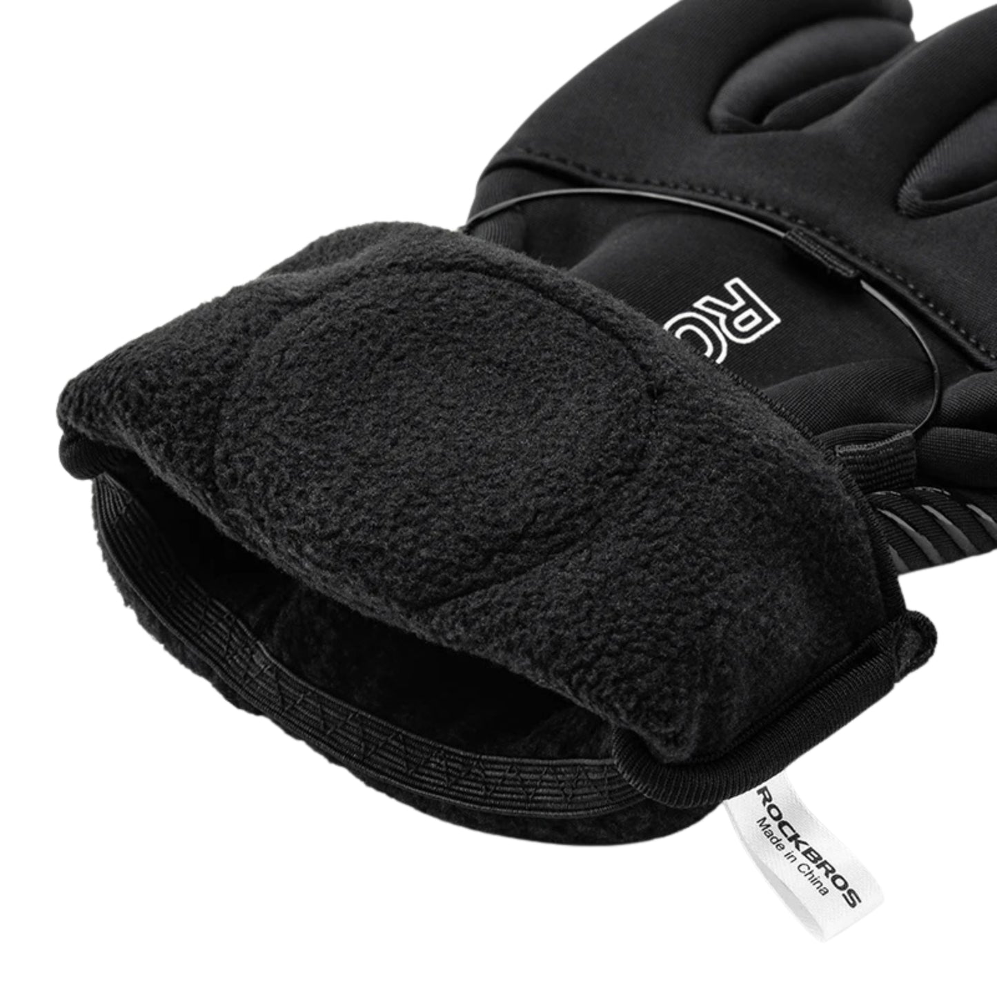 Warm black winter cycling gloves, windproof