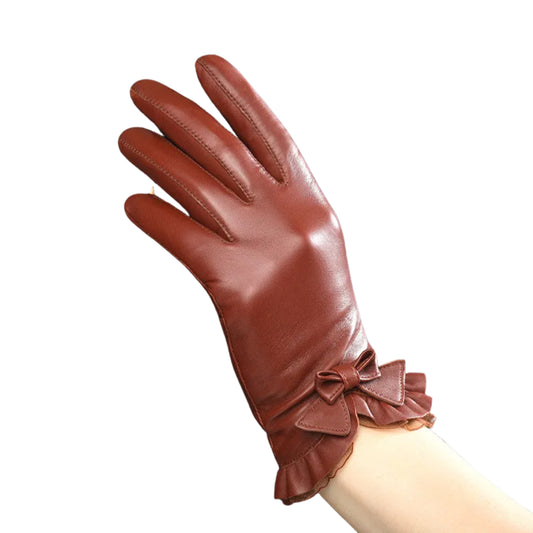 Gants cuir femme à la mode avec dentelles