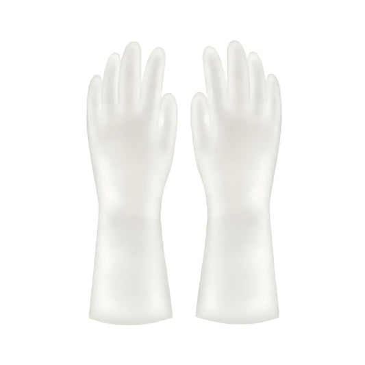 Gants latex de caoutchouc blancs pour vaisselle