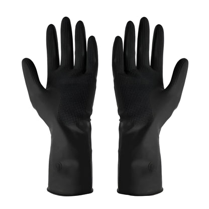 Waterproof black latex gloves with grip