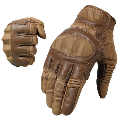 Gant moto vintage avec protection renforcée marron sur fond blanc.