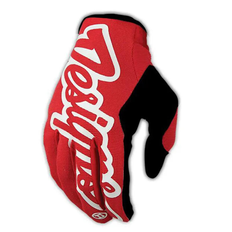 Gant moto cross TROY LEE DESIGNS rouge sur fond blanc
