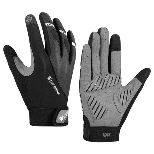 Gant VTT unisexe tactile gris et noir sur fond blanc