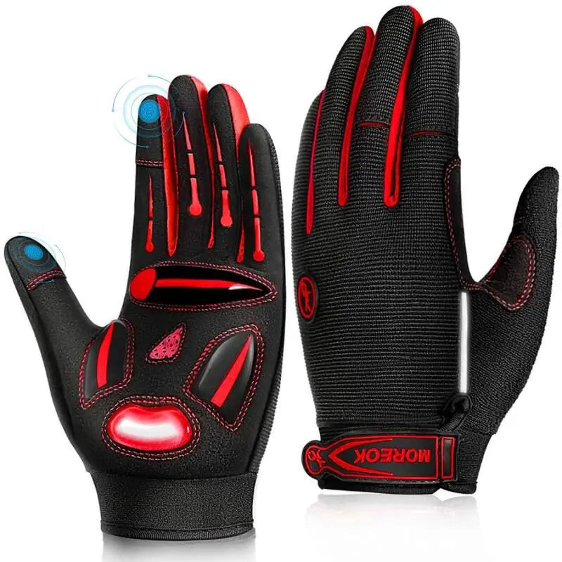 Gant VTT respirant avec absorption antichocs rouge et noir. L'image est sur fond blanc.