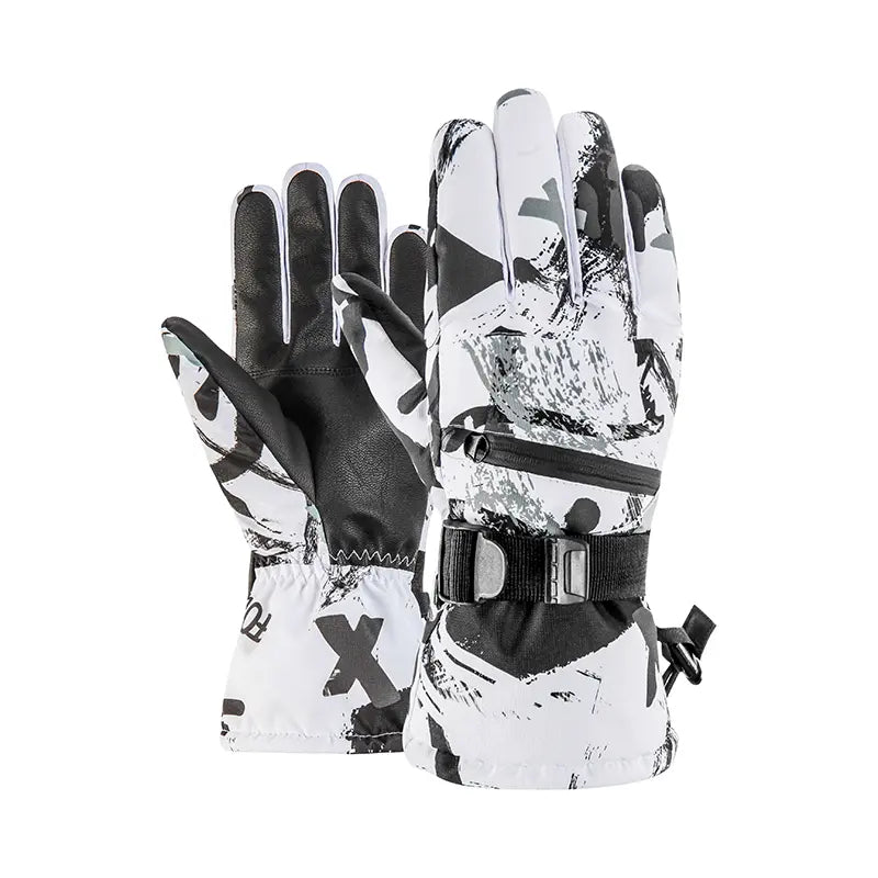 Gant de ski homme gris et noir avec poche intégrée. L'image est sur un fond blanc
