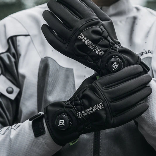 Warm black winter cycling gloves, windproof