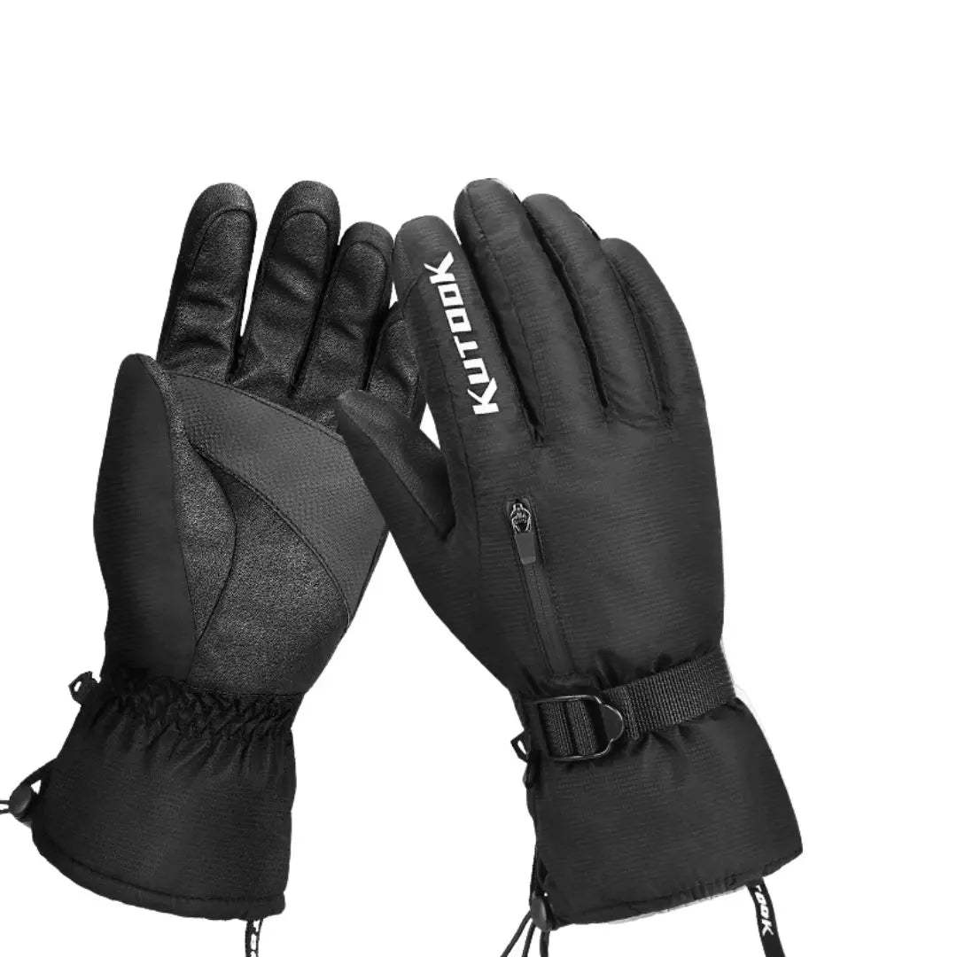 Gant de ski homme noir imperméable avec poche intégrée. L'image est sur fond blanc.