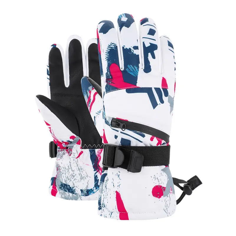Gants de ski femmes avec motifs colorés