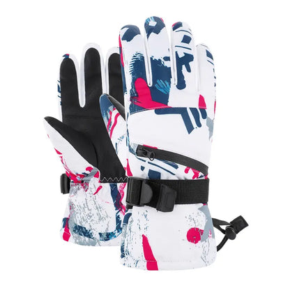 Gants de ski femmes avec motifs colorés