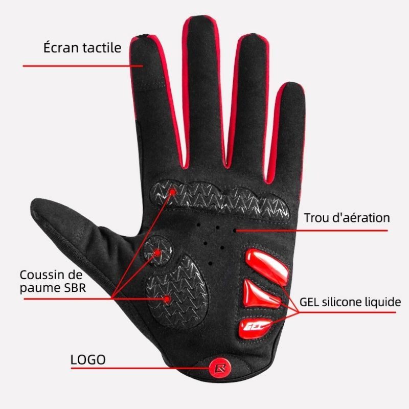 Gants vélo hiver tactile coupe-vent