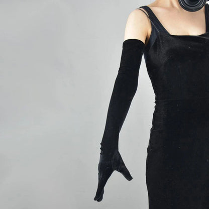 Guantes largos de mujer con estilo terciopelo.