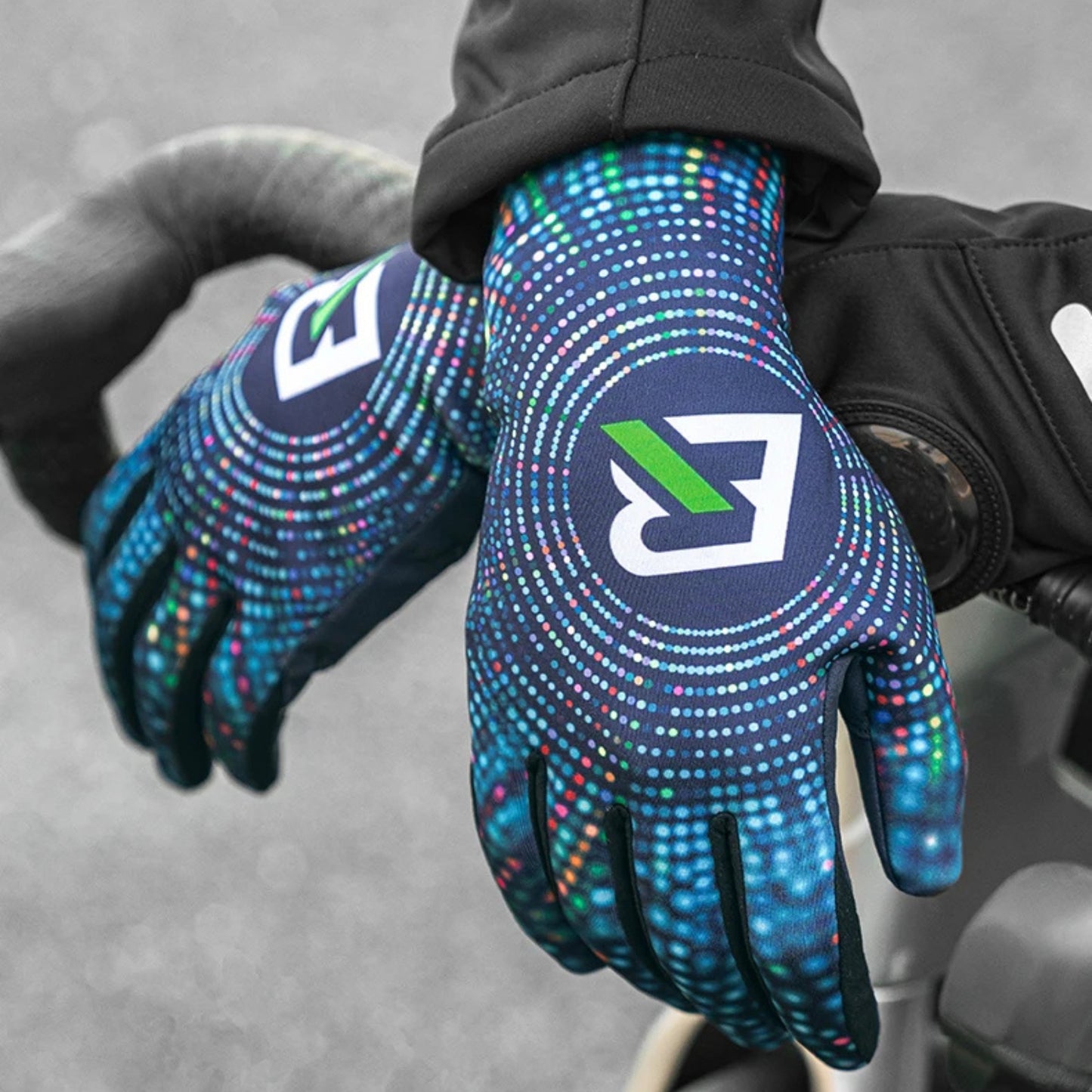 Designer winter cycling gloves with wrist guards