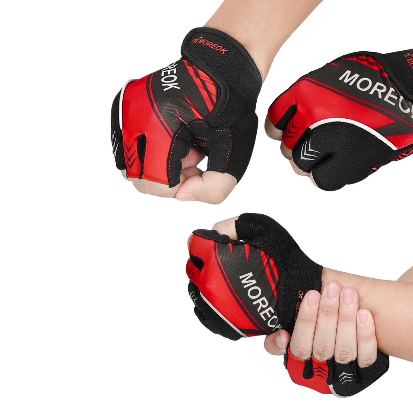 Guantes de ciclismo antideslizantes con cierres de velcro.
