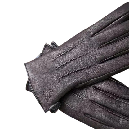 Guantes de piel para hombre con forro de felpa.