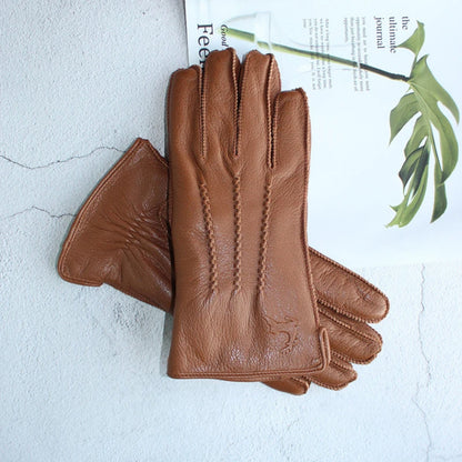 Guantes de piel para hombre con forro cálido y suave.