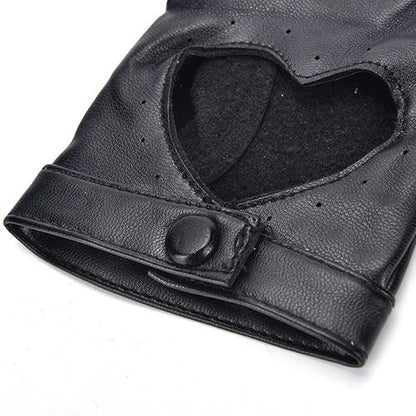 Gants de conduite femme cuir en forme de cœur