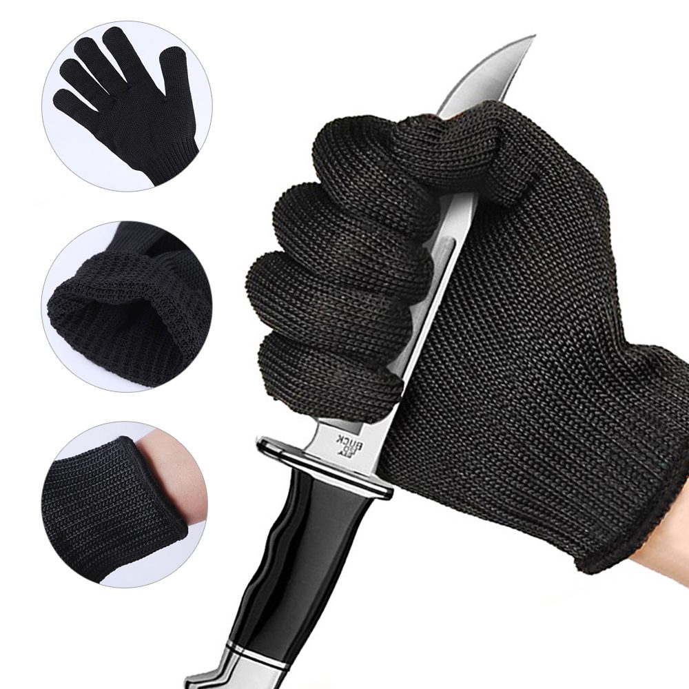 Gants cotte de maille anti-coupures noirs