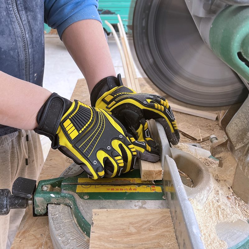 Gants de chantier jaunes anti-chocs pour hommes