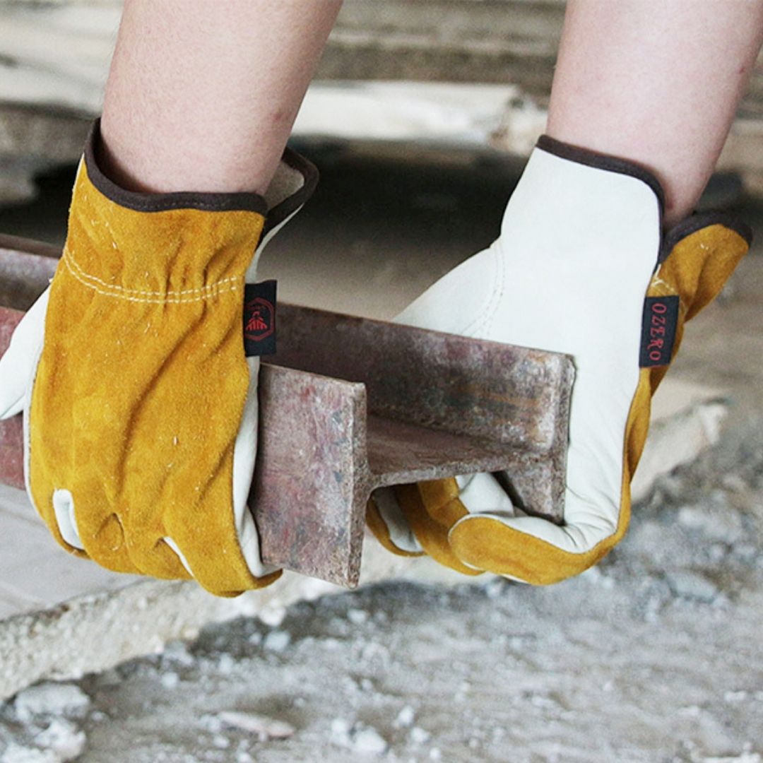 Gants de chantier jaunes en cuir