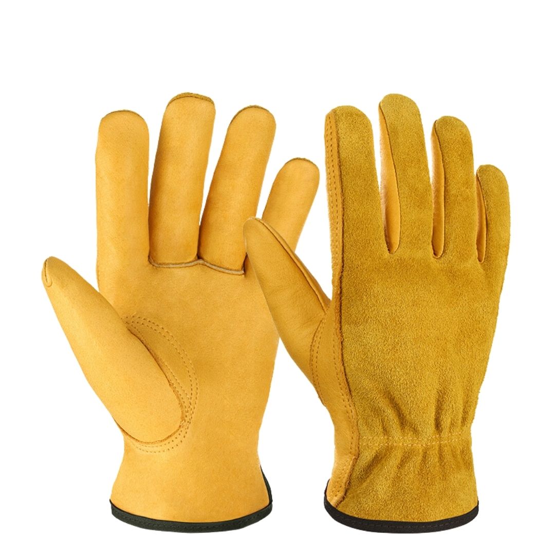 Gants de chantier jaunes en cuir
