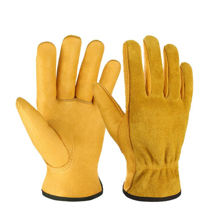 Gants de chantier jaunes en cuir