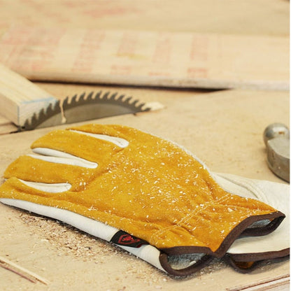 Gants de chantier jaunes en cuir