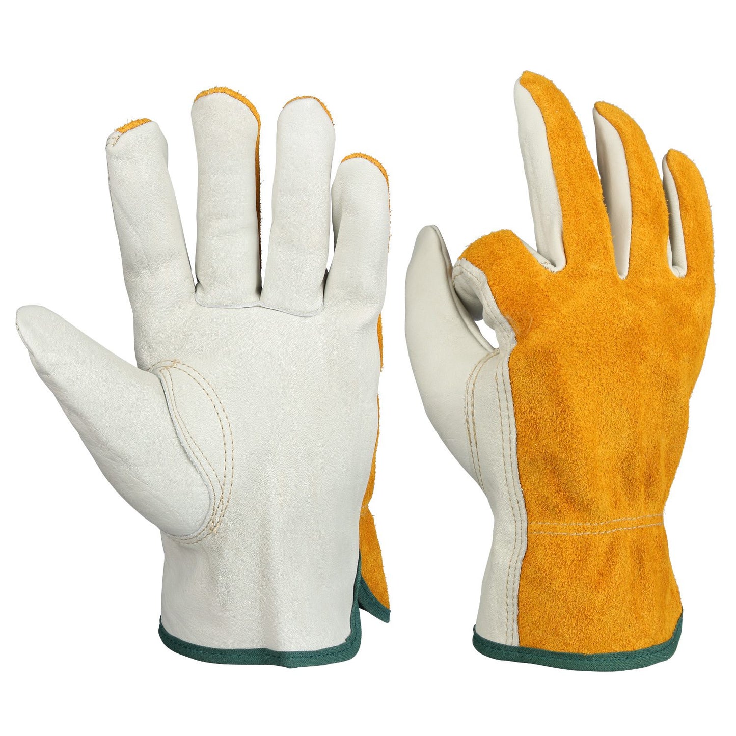 Gants de chantier jaunes en cuir