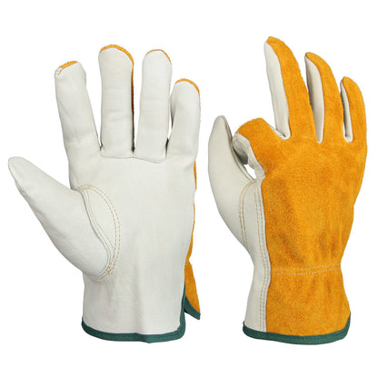Gants de chantier jaunes en cuir