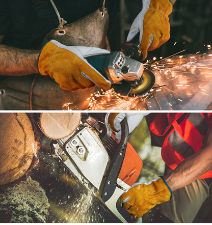 Gants de chantier jaunes en cuir