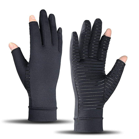 Gants de compression noirs à 2 doigts avec paume antidérapante
