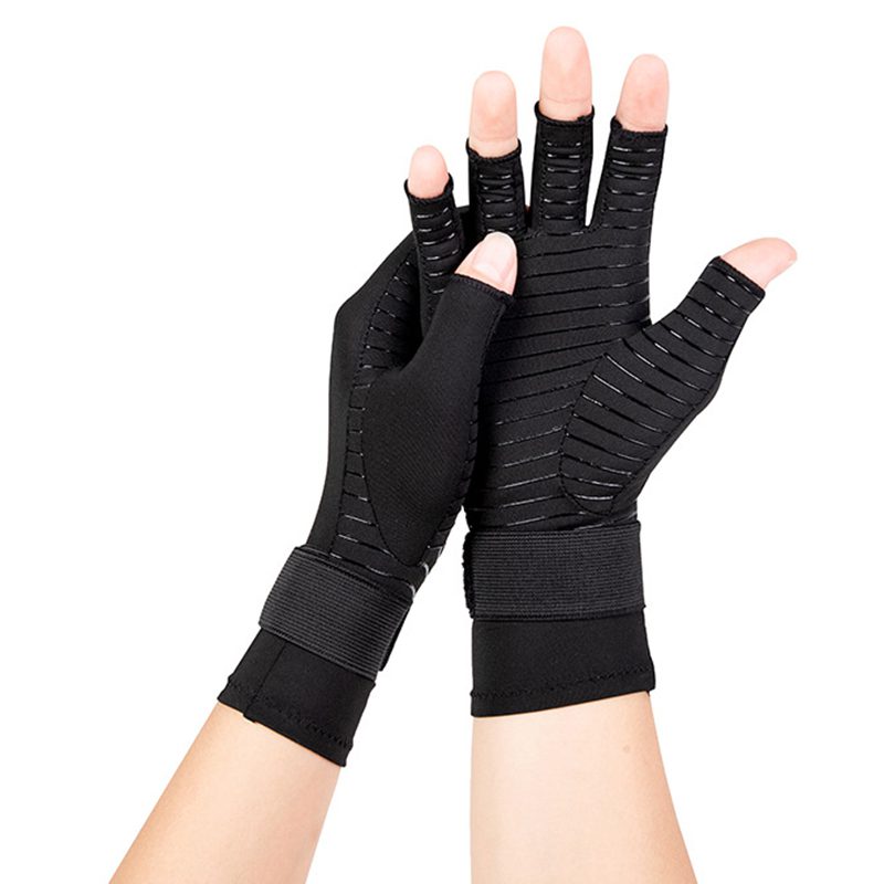 Gants de compression noirs avec sangle réglable au poignet