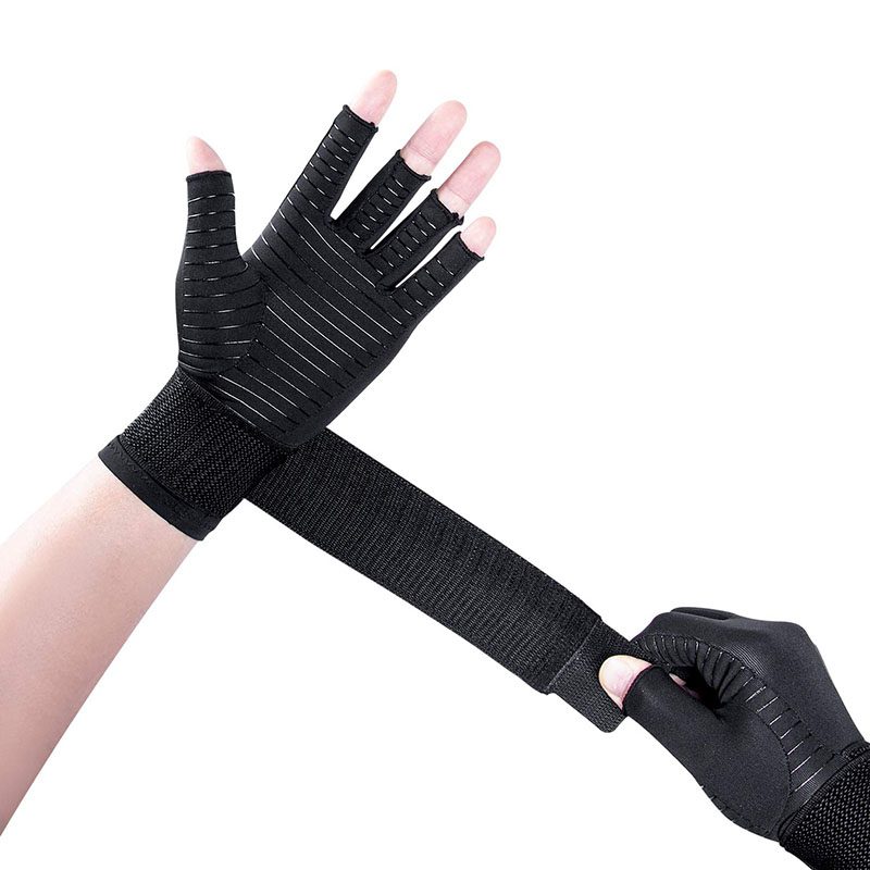 Gants de compression noirs avec sangle réglable au poignet