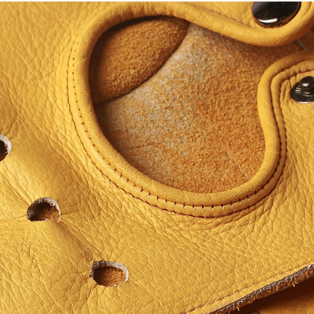 Guantes de conducir de cuero de medio dedo para hombre