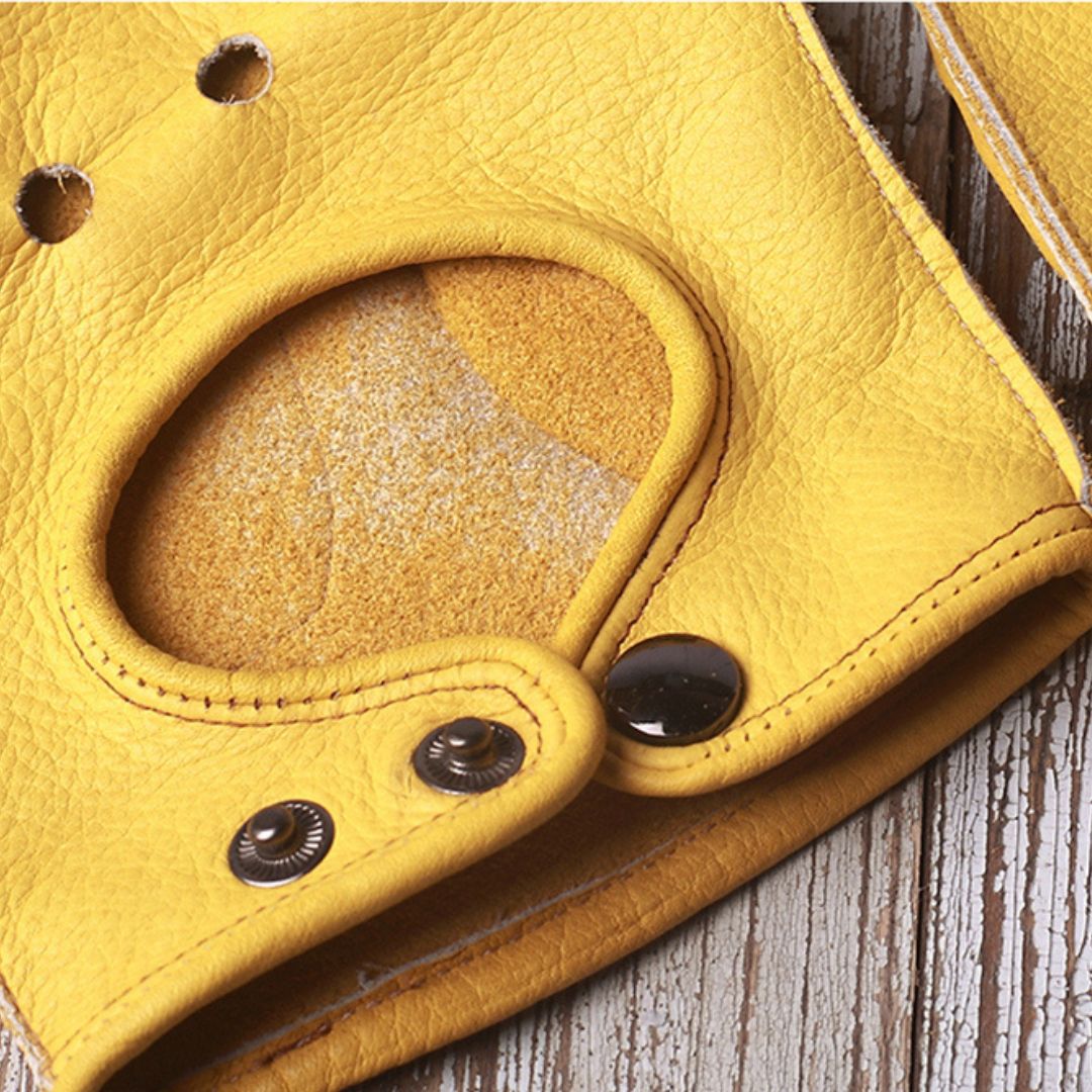 Guantes de conducir de cuero de medio dedo para hombre