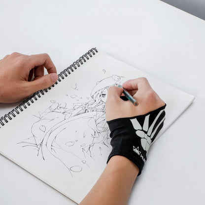 Gant de dessin anti-salissure à 2 doigts avec motifs squelette