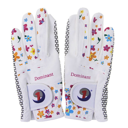 Guantes de golf florales blancos para mujer