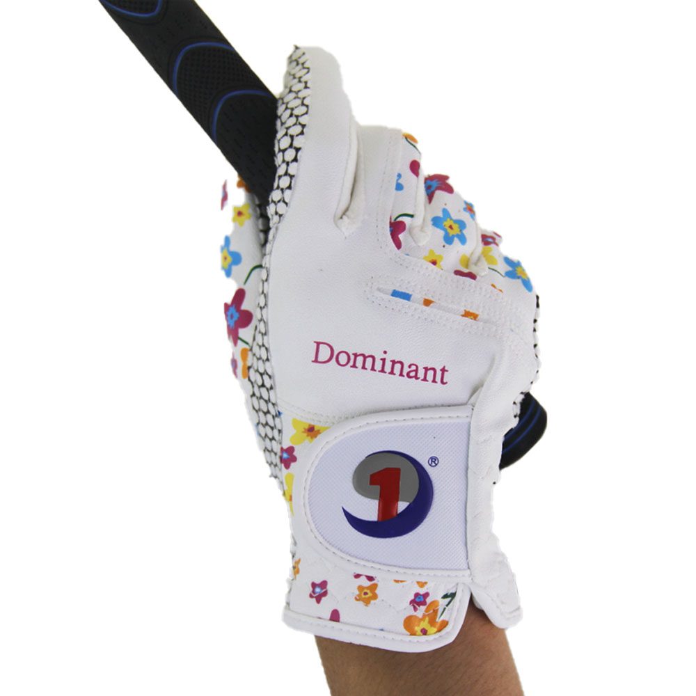 Guantes de golf florales blancos para mujer