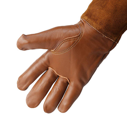 Gants de soudure en cuir marron à manches longues