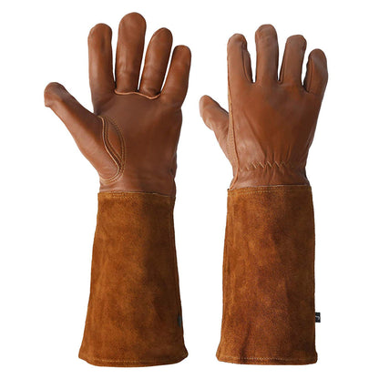 Gants de soudure en cuir marron à manches longues