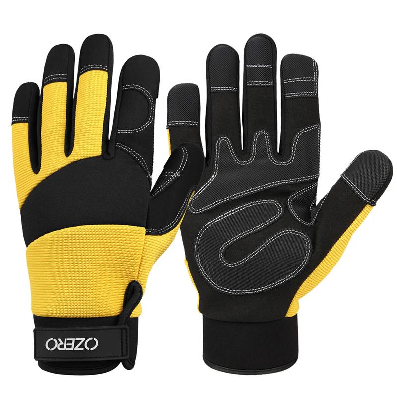 Gants jardinage unisexes noirs et jaunes