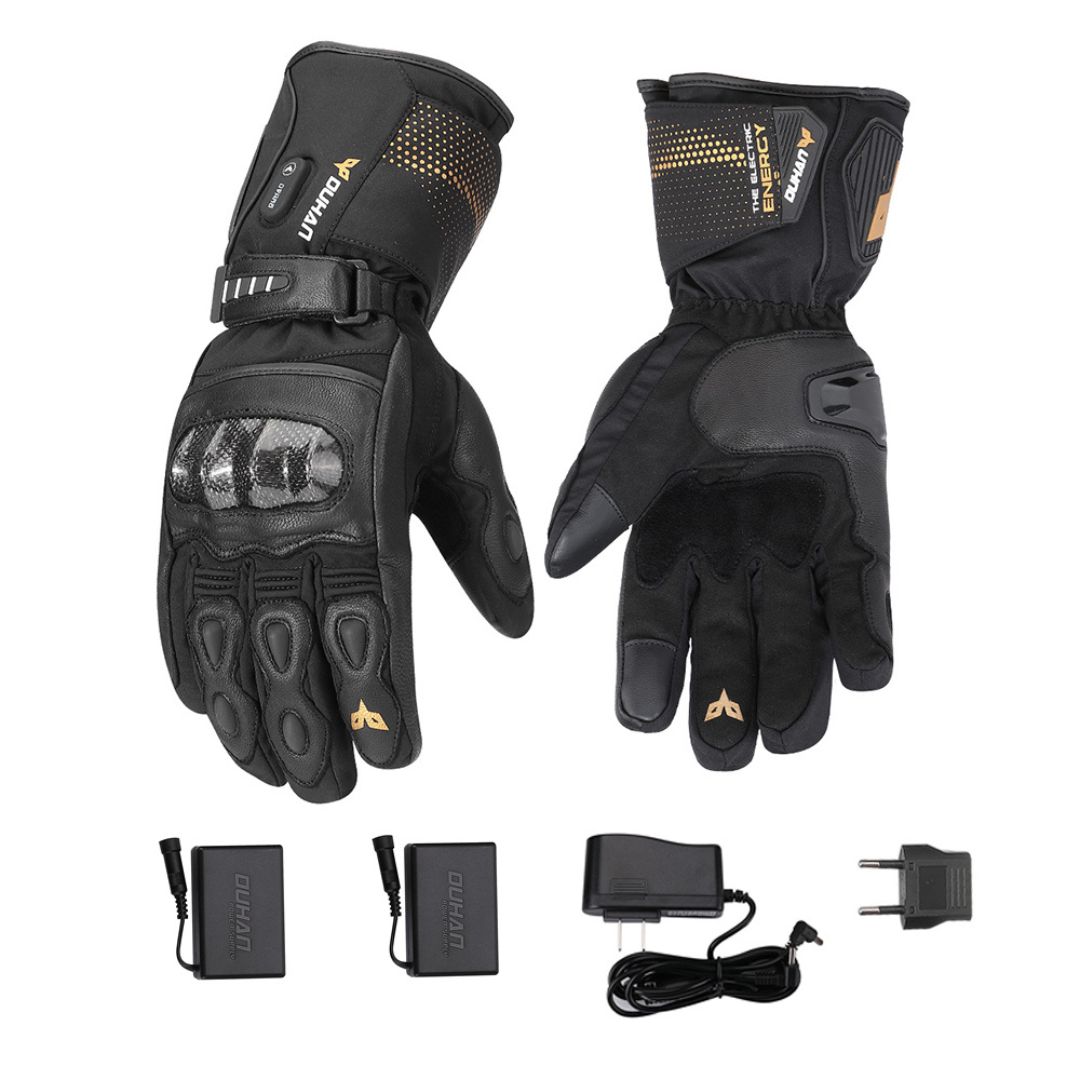 Guantes de moto negros cómodos y calefactables