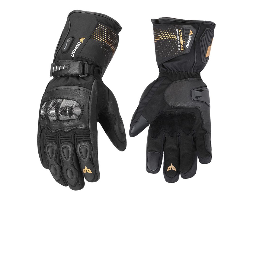 Guantes de moto negros cómodos y calefactables